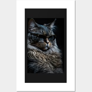 Cool cat portrait looking out in the distance with sun glasses Posters and Art